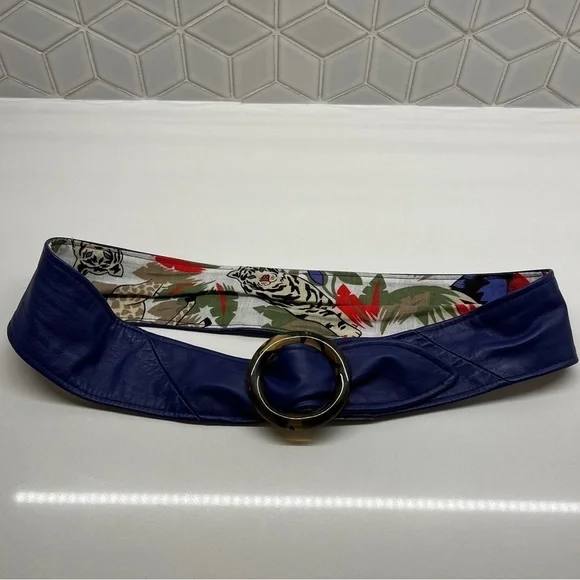 URBAN RENEWAL Faux Leather Purple Adjustable Belt Round Buckle Retro 80's Look - Picture 5 of 11